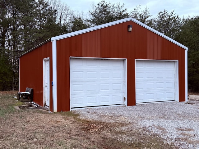 view of detached garage