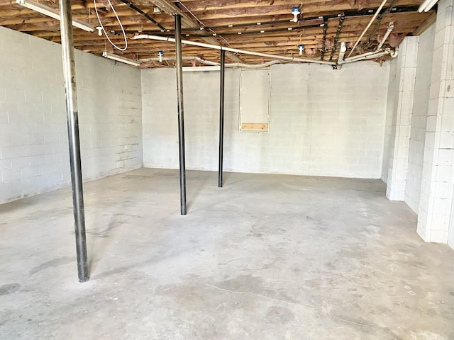 view of unfinished basement