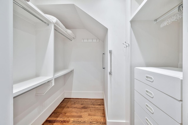 walk in closet featuring wood finished floors