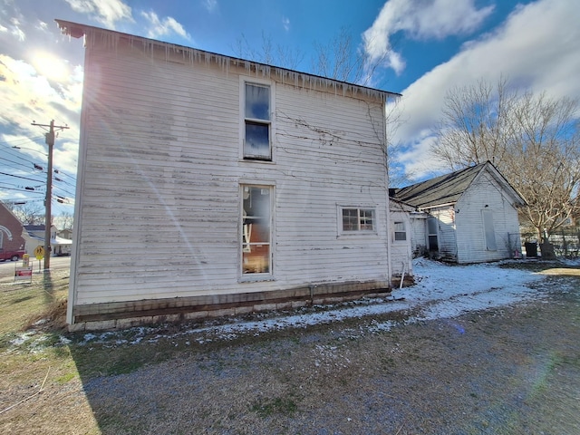 view of snow covered exterior