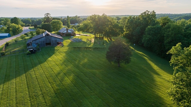 bird's eye view with a rural view