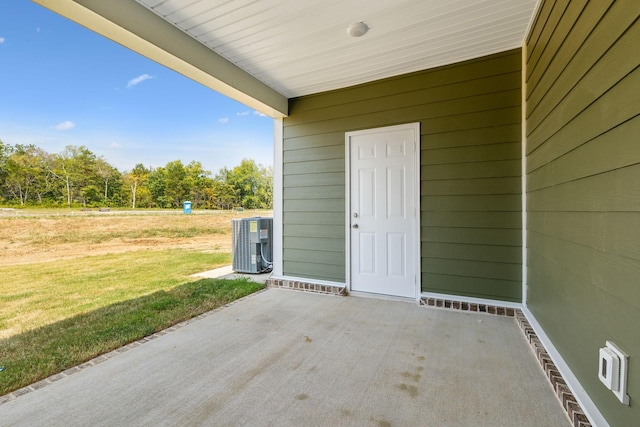 view of patio featuring visible vents and central air condition unit