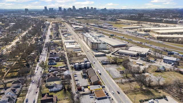 drone / aerial view with a city view