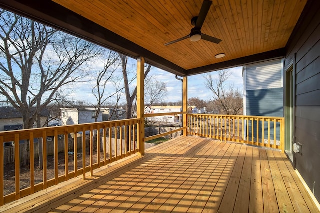 deck with a ceiling fan