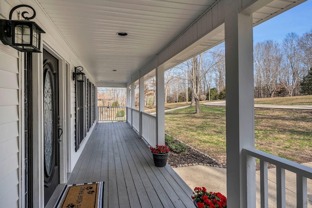 deck with covered porch