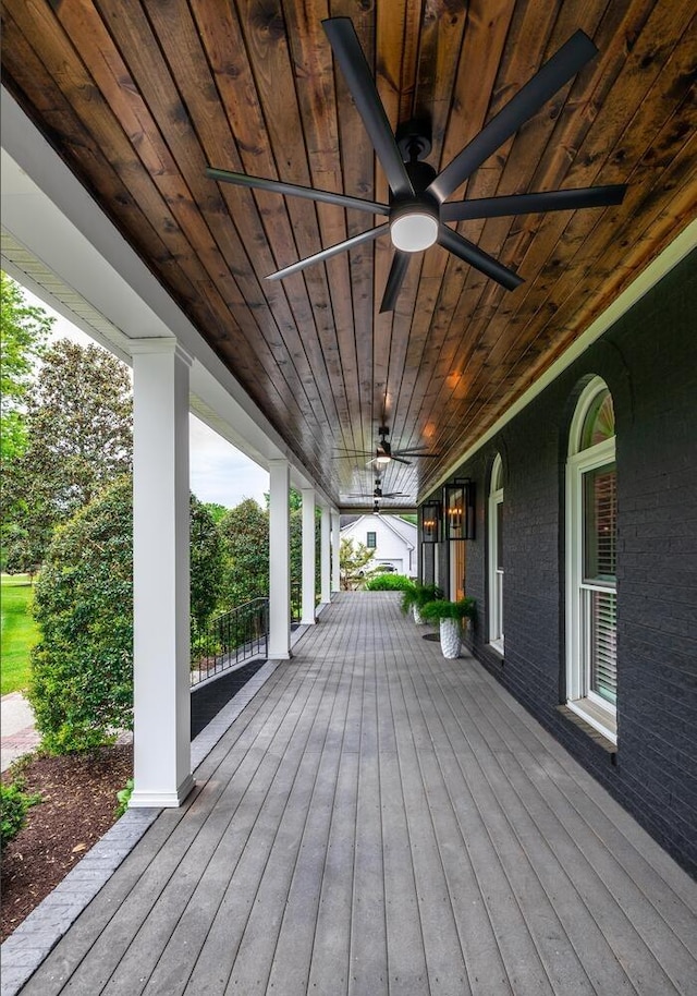 deck with covered porch