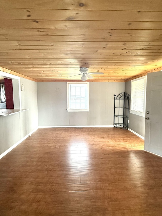 237 County Farm Rd, Ethridge, TN 38456 - spare room with wood finished floors, visible vents, baseboards, wood ceiling, and a ceiling fan