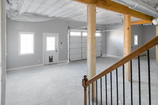 garage with baseboards