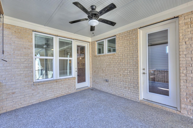 view of patio / terrace featuring ceiling fan