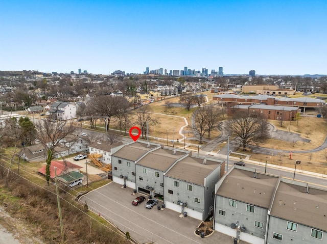 aerial view with a city view