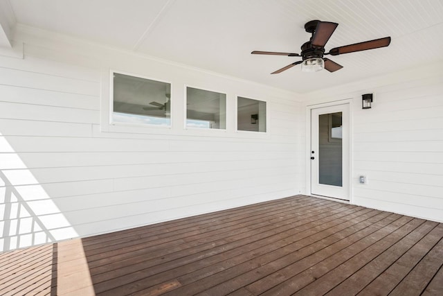 deck featuring a ceiling fan