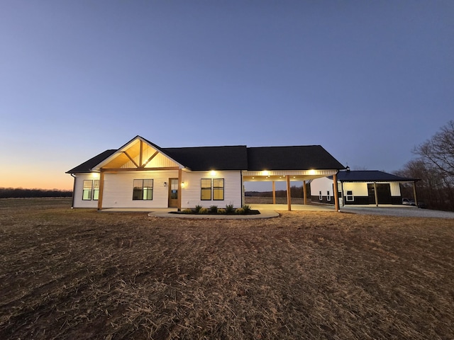 view of modern farmhouse