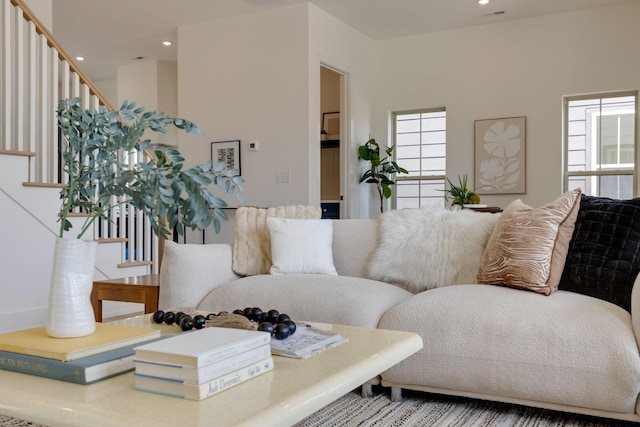 406 Morningside Mnr, Nashville, TN 37209 - living room with stairway and recessed lighting