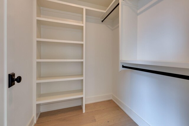 spacious closet featuring light wood-style flooring