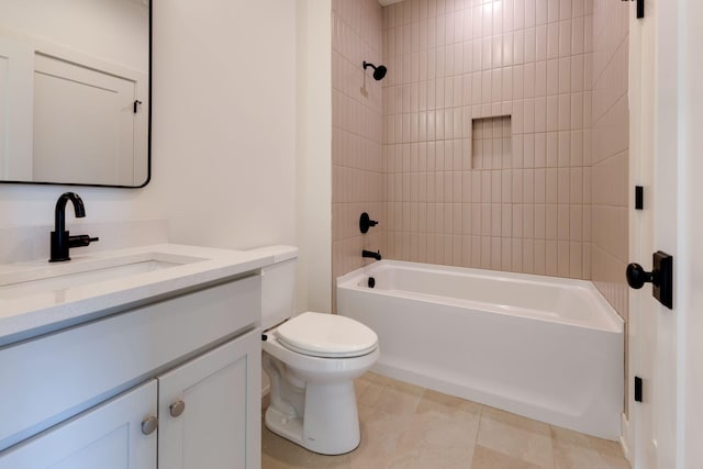 bathroom with  shower combination, vanity, and toilet