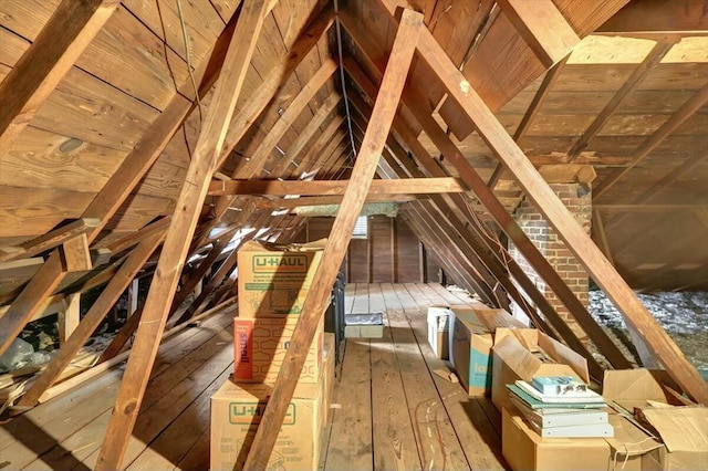 view of unfinished attic