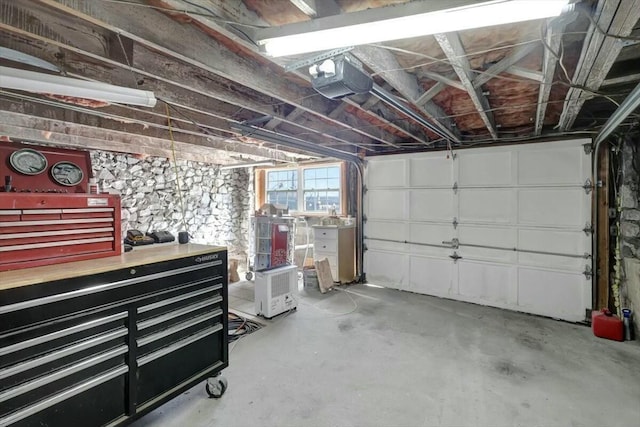 garage with a garage door opener