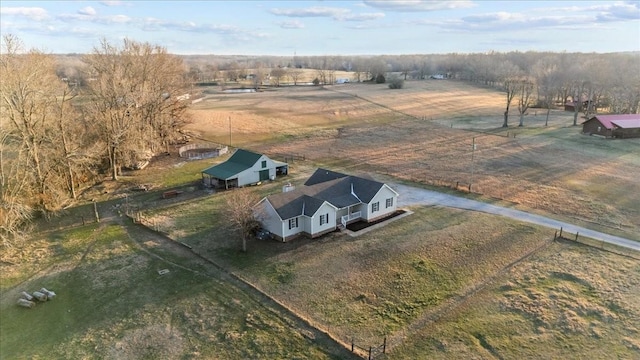 drone / aerial view with a rural view