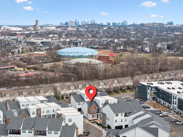 bird's eye view with a city view