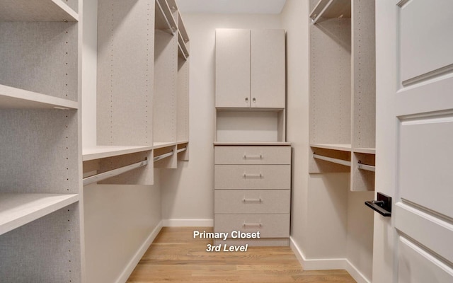 spacious closet with light wood finished floors