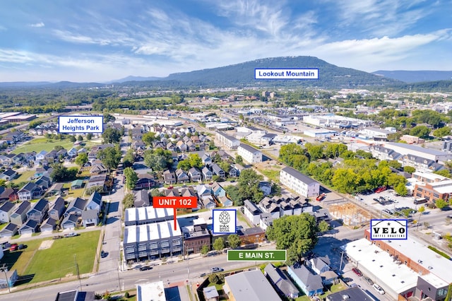 bird's eye view with a residential view and a mountain view