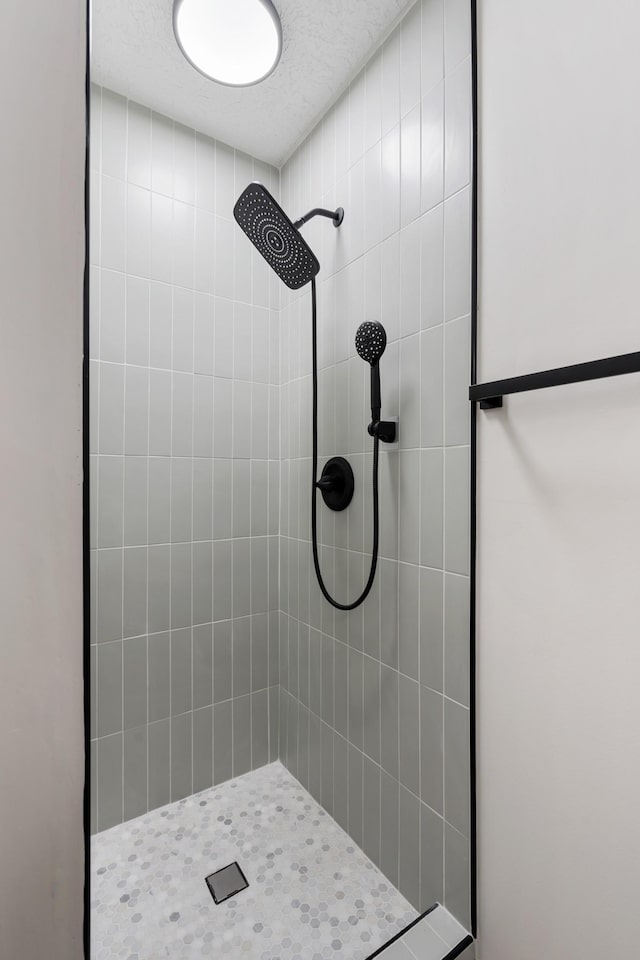 bathroom featuring a tile shower