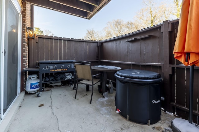 view of patio featuring a fenced backyard