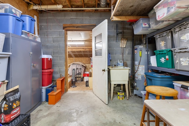 storage room featuring water heater