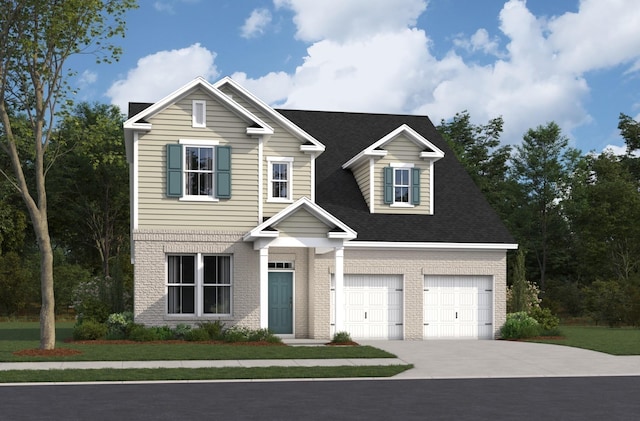 traditional-style house featuring concrete driveway and brick siding