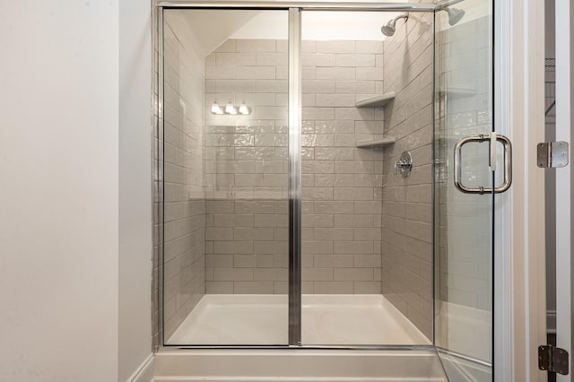 bathroom featuring a stall shower