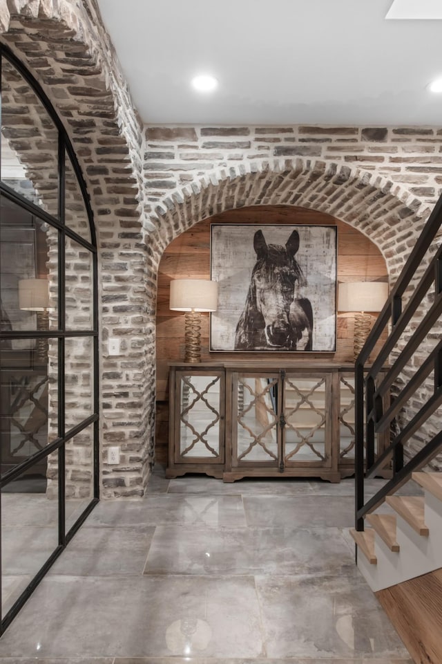 wine cellar with arched walkways