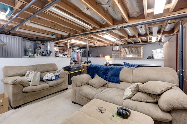 living area featuring concrete flooring