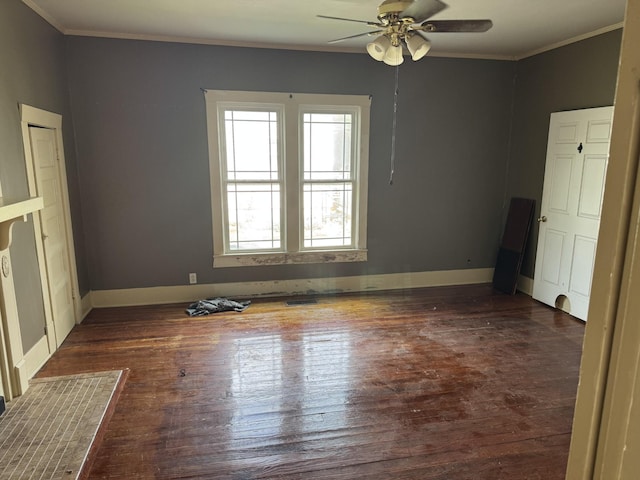 612 W Main St, Watertown, TN 37184 - spare room with crown molding, ceiling fan, and wood finished floors