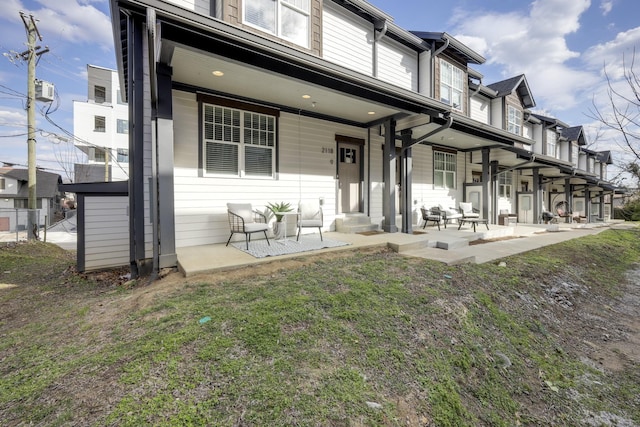 exterior space featuring a yard and a patio area