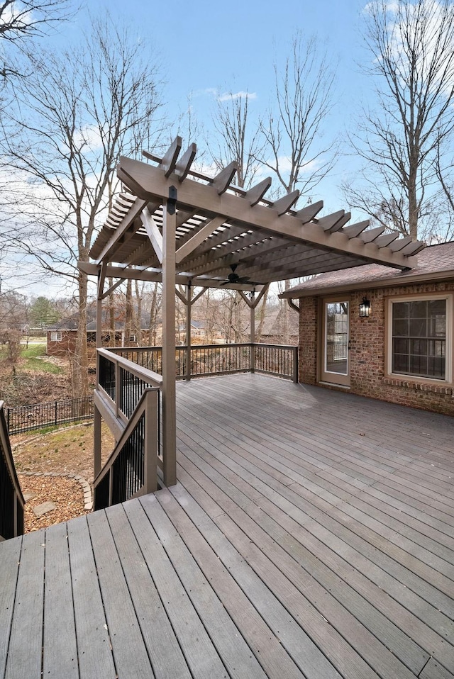 wooden terrace with a pergola