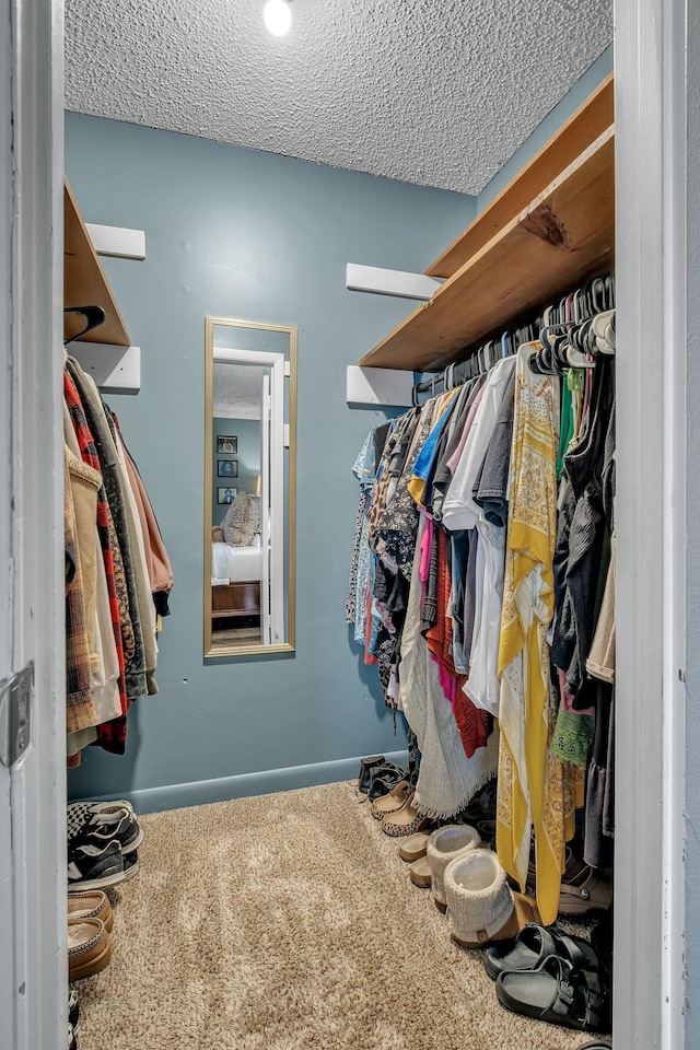 walk in closet featuring carpet