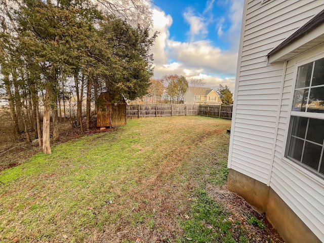 view of yard featuring a fenced backyard