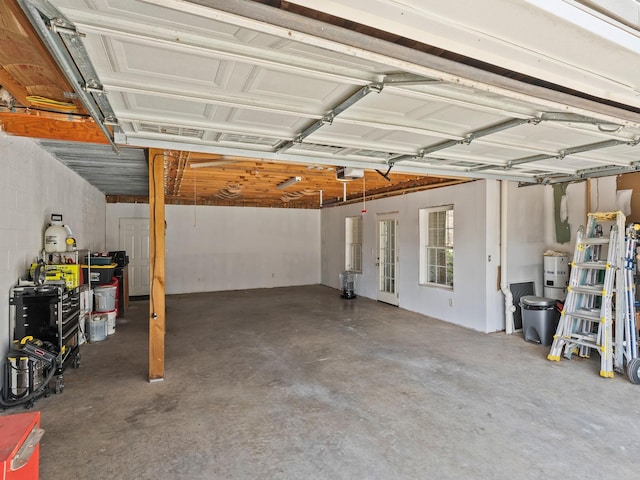 garage with a garage door opener