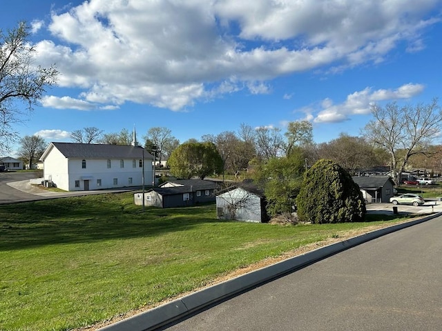 view of road featuring curbs and a residential view