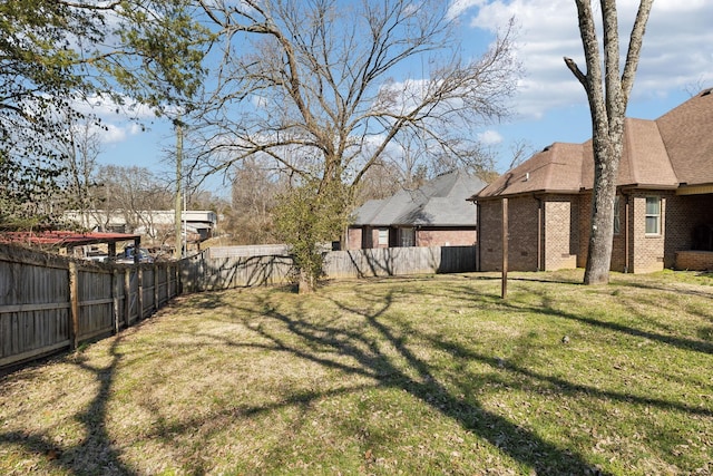 view of yard featuring a fenced backyard