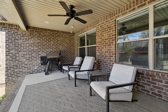 view of patio with a ceiling fan