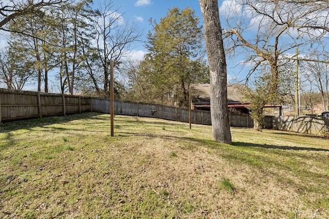 view of yard with a fenced backyard