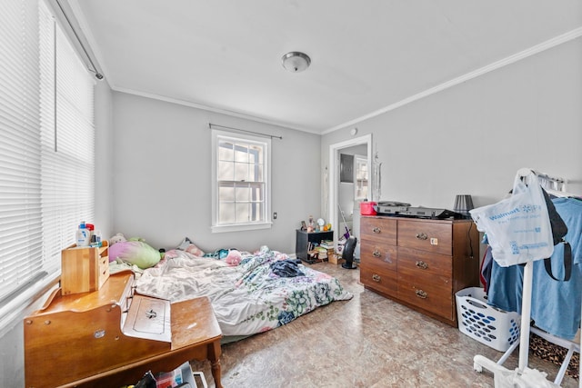 bedroom featuring crown molding