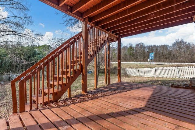 wooden deck with stairs and fence