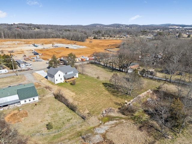 birds eye view of property featuring a rural view