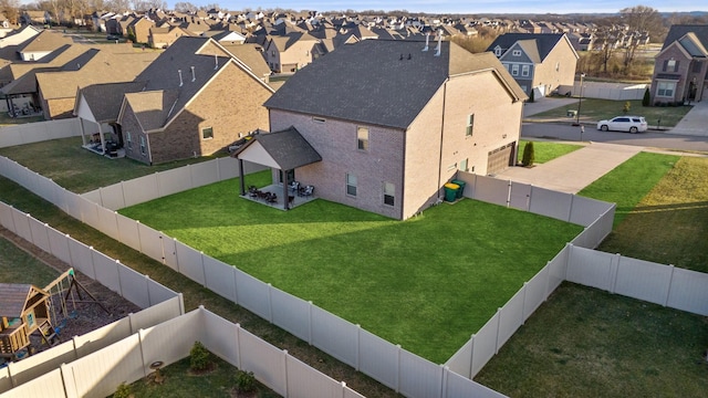 aerial view with a residential view