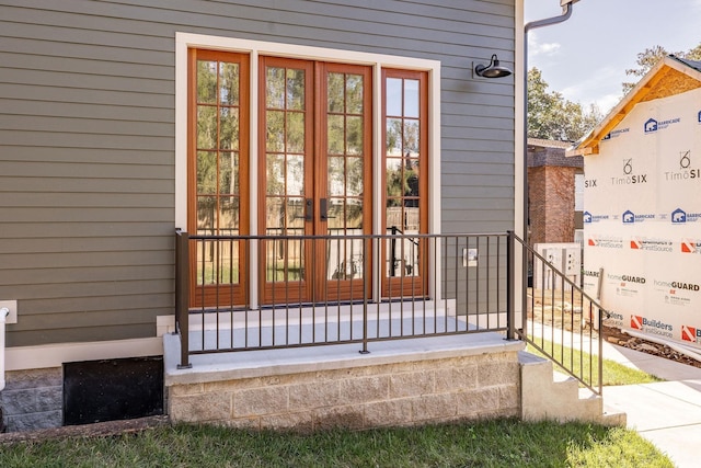 view of exterior entry with french doors