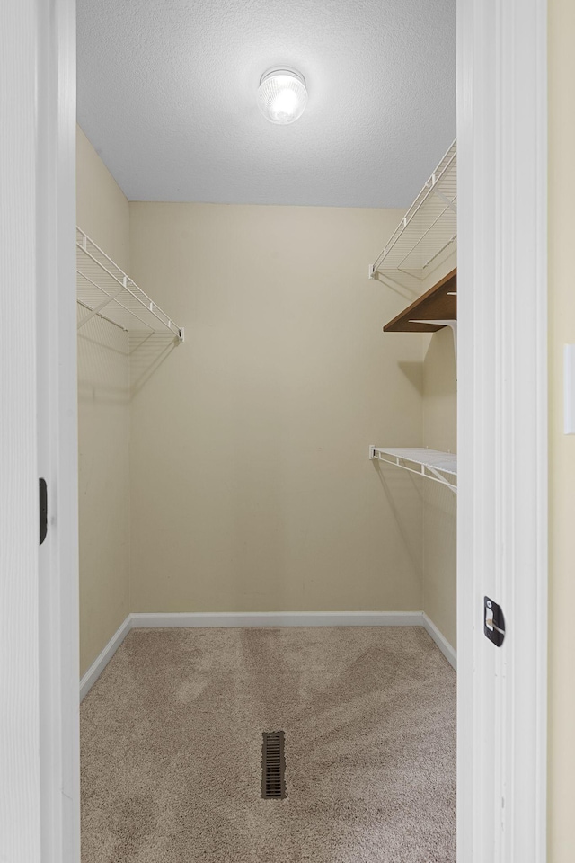 spacious closet with carpet flooring and visible vents