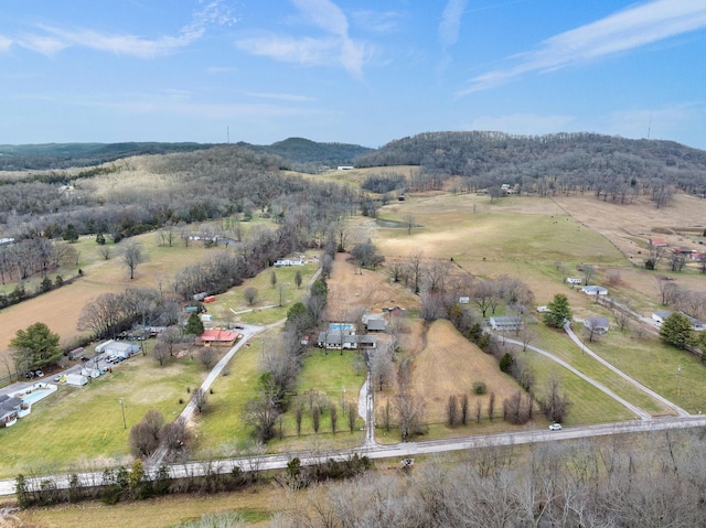 drone / aerial view featuring a rural view