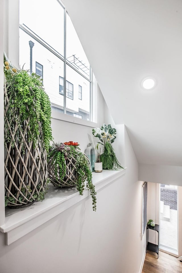 interior space with recessed lighting and wood finished floors